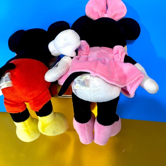 DISNEY BABIES MICKEY MOUSE & MINNIE MOUSE PLUSH RATTLE INSIDE CRINKLE BOW & EARS - Picture 11 of 14